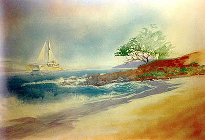 Catamaran - 30 foot hand painted mural.