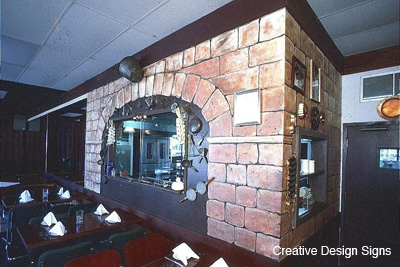 Sals Restaurant - Faux painted rock wall.