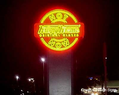 Krispy Kreme - Neon tube lighting on custom sign cabinet system.